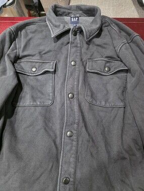 GAP Men's Dark Gray Button-Front Shirt Jacket Heavy Weight SHACKET